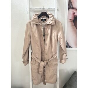 Dennis Basso Jacket Beige Collared Buttons Pockets Lined Removable Belt‎ Small